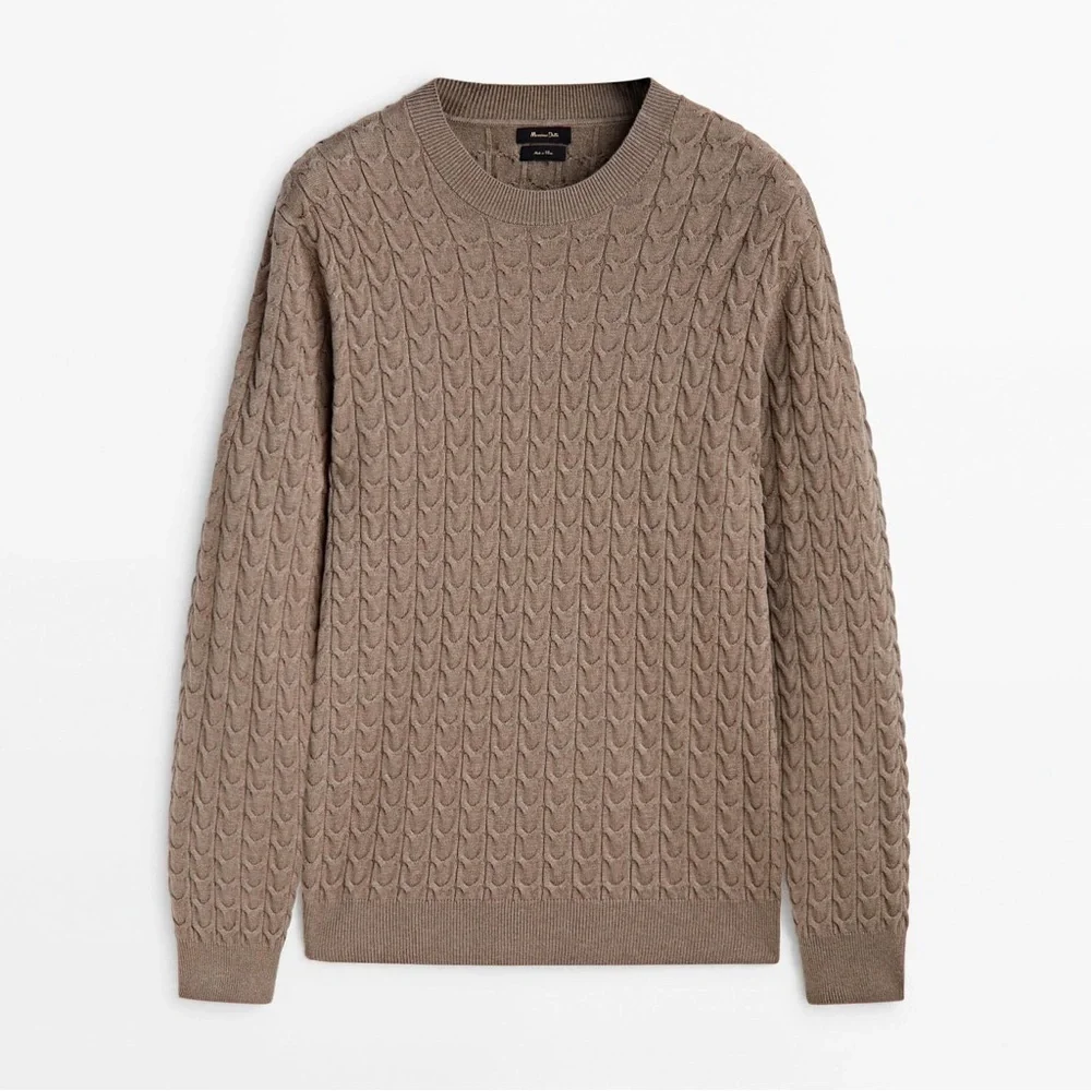 NWT. Massimo Dutti Man Cable Knit Viscose Blend Straight Fit Sweater. Si…
